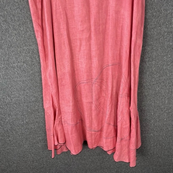 Cynthia Ashby Deep Salmon Sleeveless Flowy Lightweight Linen Midi Dress Large - Picture 4 of 9